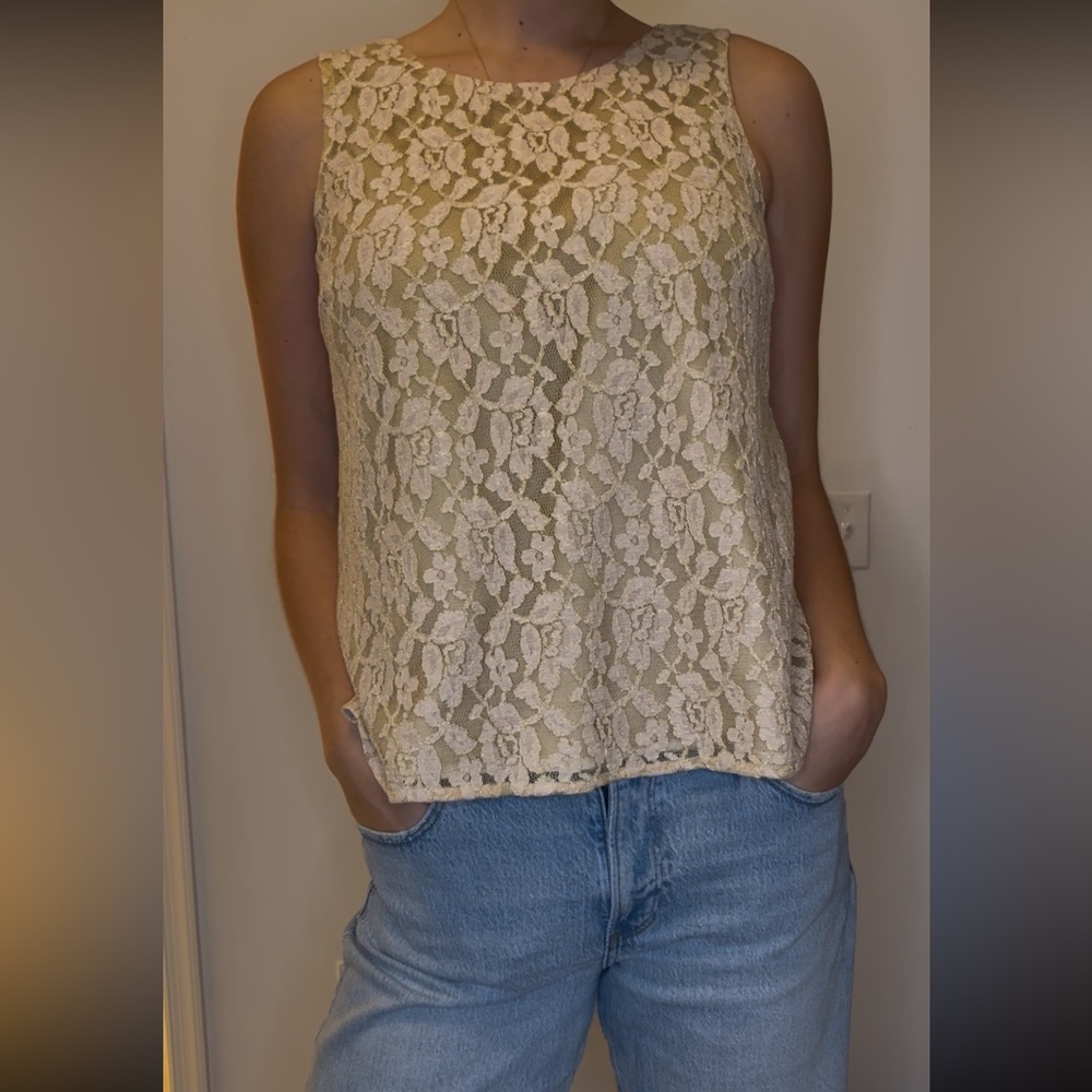 JB by Julie Brown Floral Lace Blouse in Cream